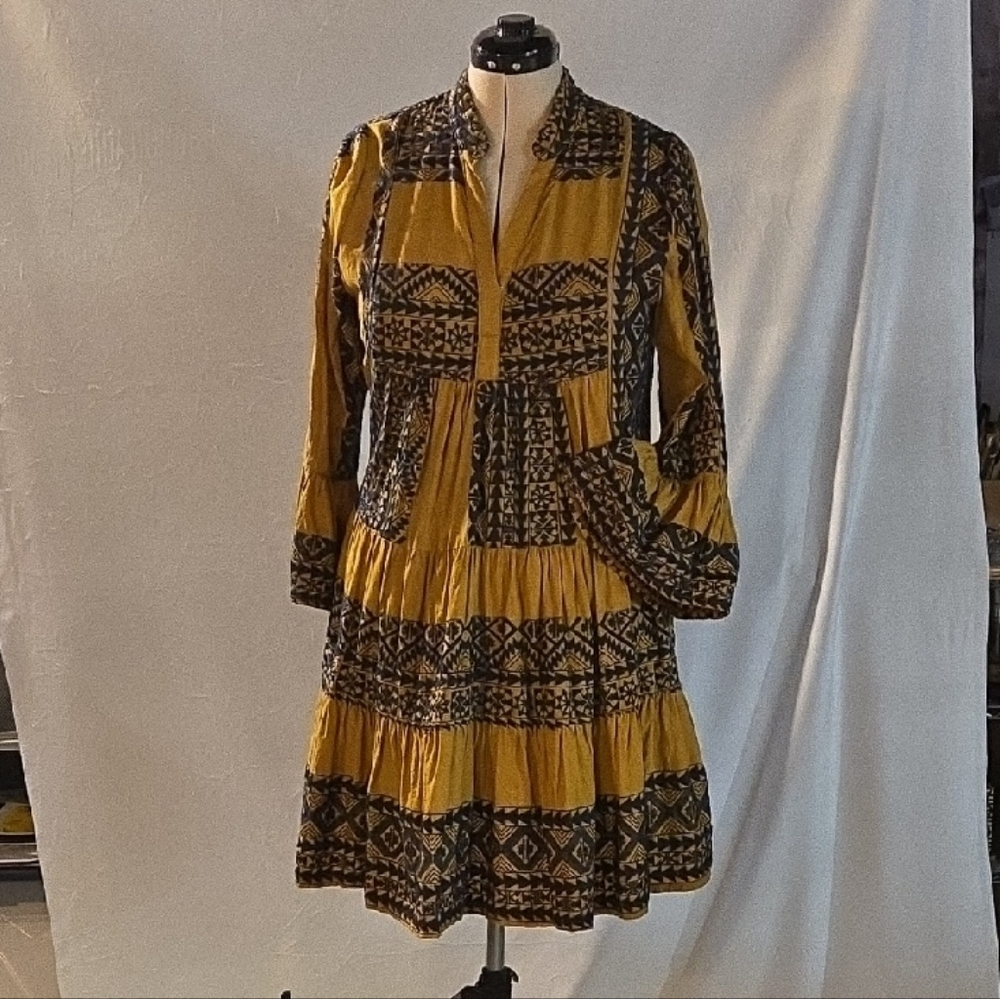 Greek Archaic Kori Embriodered 100% Cotton Dress